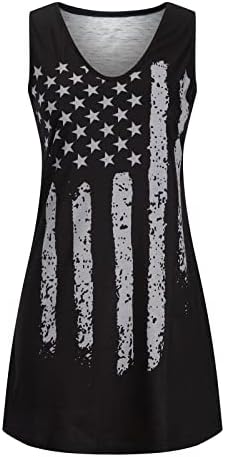 4. jula seksi haljina za žene labava Ležerna ljetna Mini haljina bez rukava s V izrezom američka zastava zvijezde pruge haljine na