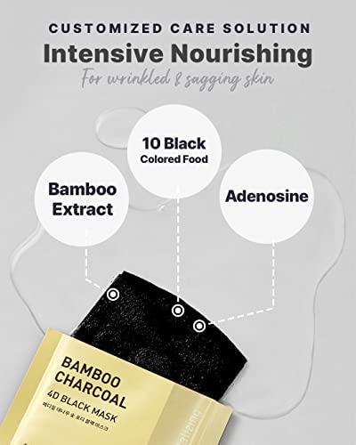 Mediheal bambusov ugalj 4D crna maska, Učvršćujuća & hranjiva maska za lice sa 10 vrsta crne hrane, smanjite toplotu kože, Poboljšajte