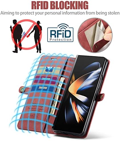Samsung Galaxy Z Fold 4 Slučaj, Galaxy Z Fold 4 novčanik slučaj sa S Pen držač kartica RFID Blokiranje Kickstand Magnetic, koža Flip