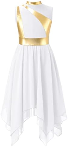 Jeatha Kids Girls Asimetrična boja bez rukava haljina rezervoara Lyrical Moderni savremeni plesni kostim
