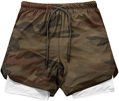Andongnywell muške 2 u 1 kratke hlače za trčanje teretana trening brzo sušenje unutrašnje kompresije kratke pantalone sa džepom