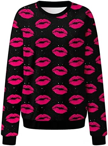 Duksevi za Dan zaljubljenih za žene slatka ljubav srce dugi rukavi vrhovi Casual bluza pulover grafičke majice