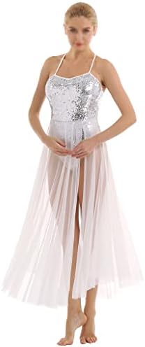 N / A Ženski oglas za odrasle Ballerina Squided Lyricl Dance Kostimi Gimnastika Leotard Dancewear haljina sa Split Maxi sukn