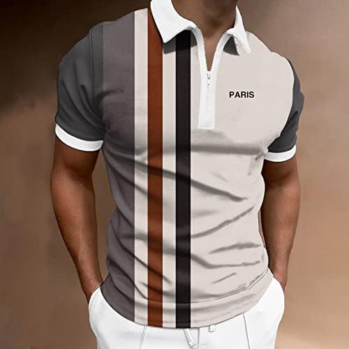 XXBR Ljetne polo majice za mens, 2022 Novi muški patentni zatvarač kratki rukav Golf vrhovi Boja blok patchwork casual majica