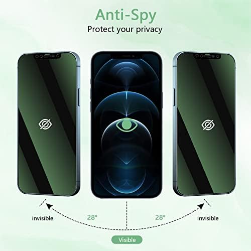 QUESPLE [2 paket] zelena zaštita ekrana za privatnost za iPhone 12 Pro Max 6.7 inch, Cool zelena šarena Anti Spy puna pokrivenost