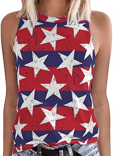 Američka košulja za zastavu Žene TOP STARS Stripes Grafički patriotski vrhovi 4. jula Nevolje za majicu bez rukava
