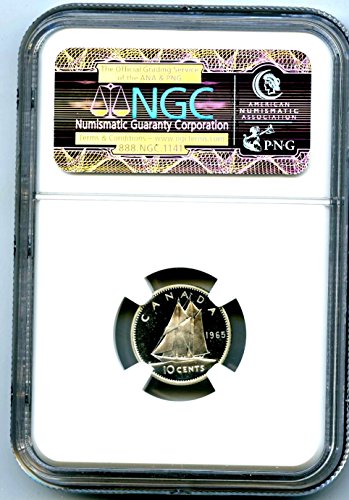 1965. Kanada Silver Dook poput 10 centa Kvaliteta registra 3 samo 3 poznati dime PL67 Ultra Cameo NGC