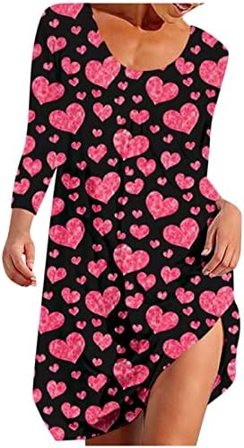 Dan zaljubljenih ženska Crewneck 3/4 rukav slatka patuljak Print linija Mini haljina Comfort proljeće ljetne haljine