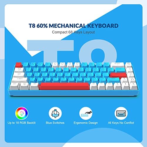 ZIYOU LANG RK-T8 žičana 65% mehanička tastatura za igre sa RGB LED pozadinskim osvjetljenjem protiv ghostinga TKL Mini 68 ključ Prilagođeno
