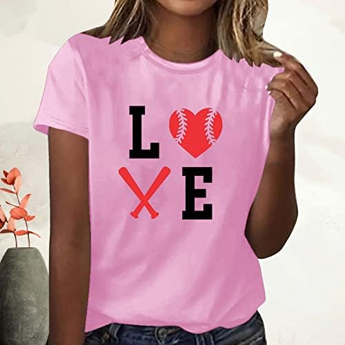 Modne bejzbol košulje Žene Ljetne grafičke majice Žene Žene slatke vrhove kratkih rukava okrugla vrata majica