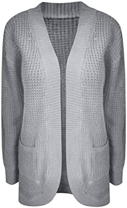Dnuri Žene Ležerne prilike otvorene prednje vrste pletene ružne džemper kardigan ravnica jesen rebrasta tinejdžerka s dugim rukavima