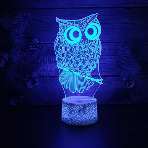 Glorivo Owl noćno svjetlo,16 boja daljinsko upravljanje & amp; Smart Touch Dimmable 3D Illusion noćna lampa,dekoracija spavaće sobe