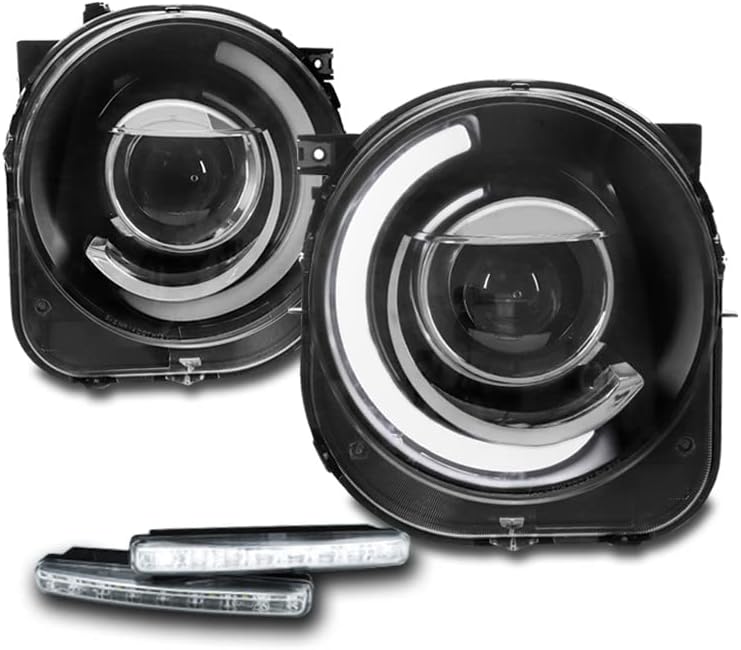 ZMAUTOPARTS Mono-Eye LED DRL Crni projektor farovi lampa sa 6 Bijela LED DRL svjetla za 2015-2018 Jeep Renegade