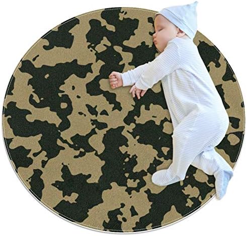 Aninily Retro Camouflage Crni podni tepih Dječji dekoracija dječjeg ureda okrugle meke prostirke za dnevni boravak Spavaća soba Dječja