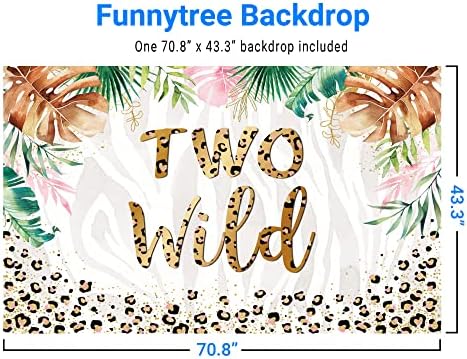 Funnytree dva Wild pozadina za djevojčice 2nd Rođendanska zabava dekoracija Leopard tema Floral Jungle Photo Background Photobooth