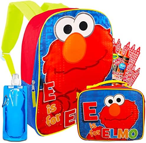 Ranac u ulici Sesame i set kutija za ručak-Elmo ruksak i kutija za ručak paket sa kutijom za ručak, naljepnice za torbicu za vodu,