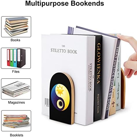 Yin Yang Sun Moon drvena Bookend za policu teške knjige Stand book Ends dekoracija kancelarijske kućne biblioteke