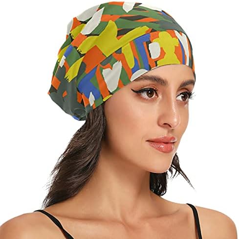 Kapa s lubanjem za spavanje Radni šešir Bonnet Beanies za žene apstraktno slikarstvo tropsko lišće spavanja kape Radni šešir za kosu