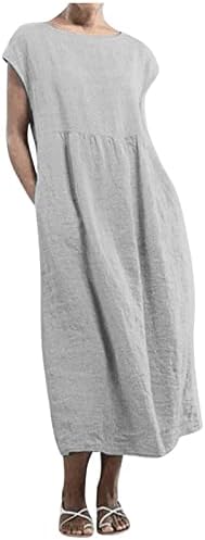 lcziwo ženske ljetne haljine Casual Plain osnovna Midi haljina za žene plus size pamučna lanena haljina bez rukava s-5XL