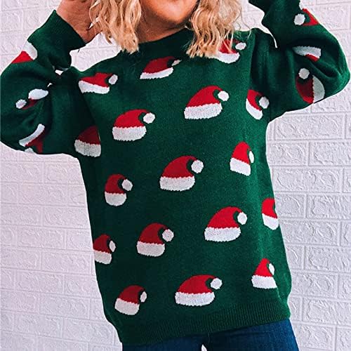 Ženski džemperi 2022. ružni džemper sa božićnim šeširom Smiješni slatki praznični zabava Pleteni pulover Jesen modni casual vrhovi