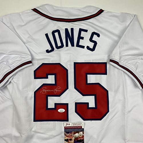 Autographing / potpisan Andruw Jones Atlanta Bijeli bejzbol dres JSA COA