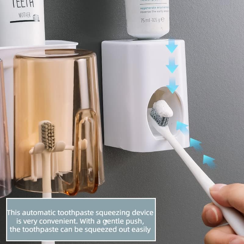 HJcoChome držači za zube za kupaonice, držač četkica za zube zid montiran sa dozatorom paste za zube, električnim nosačem četkica