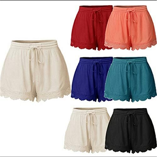 Andongnywell ženske sportske kratke hlače sa elastičnim strukom pune boje Casual Lace Lounge kratke hlače