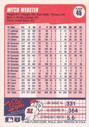 1990. fleer bejzbol 45 mitch wembester Chicago Cubs Službena MLB trgovačka kartica
