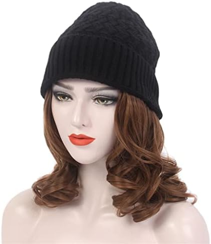 SCDZS modni evropski i američki ženski šešir za kosu crni pleteni šešir kratki Kovrčavi šešir perika sve-u-jednom Mašina