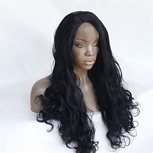 XZGDEN perike perika za kosu stilske perike kompatibilne sa ženama crna duga kovrdžava kosa, dame prednja čipka veliki talas hemijska