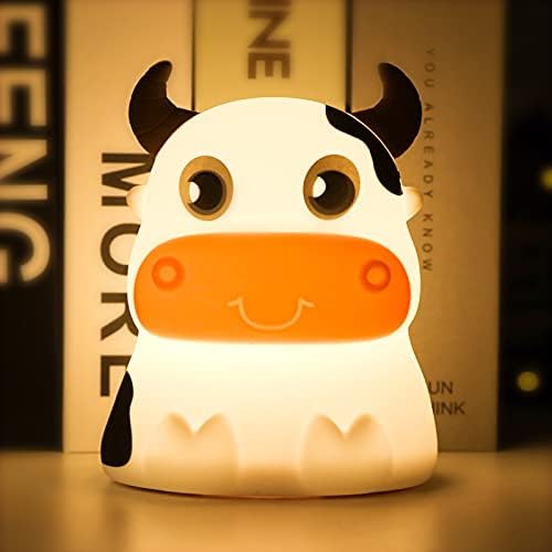 Noćna svjetlost Aveki za djecu, prijenosna dodirna noćna svjetiljka, režim 7 boja, silikonska slatka životinja krava LED rasadnička