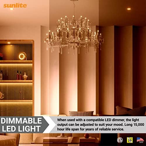 Sunlite 80406 LED B11 dekorativna sijalica za luster, 7 vati, 500 lumena, 120 volti, zatamnjivanje, E12 baza, Energy Star, 90 CRI,