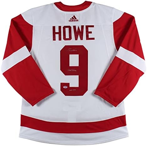 Crvena krila Gordie Howe Gospodin Hokej, HOF potpisao je Bijeli drevni dres PSA S32460 - autogramirani NHL dresovi