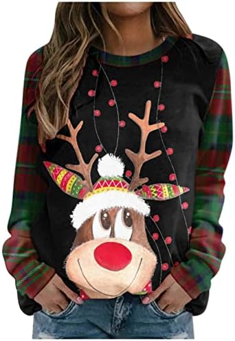 Cooki božićne košulje za žene casual crewneck slatka jelena ispis dukserica dugih rukava pulover bluza ženske vrhove