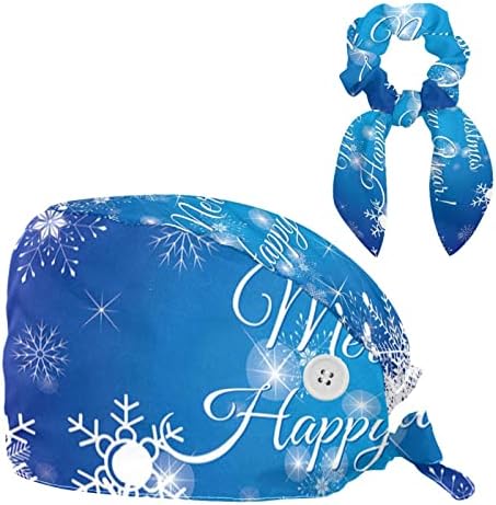 Plave prekrasne božićne snježne pahulje Podesive bouffant kape kape za radnu kapu sa lukom kosom