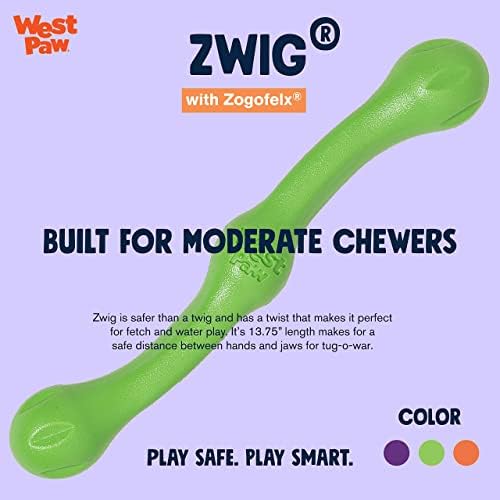 West Paw Zogoflex Echo Zwig Squeezy Bucking Stick - Skija, šuplja, Squishy interaktivna igračka za štenad, veliki psi - pločasti palica,