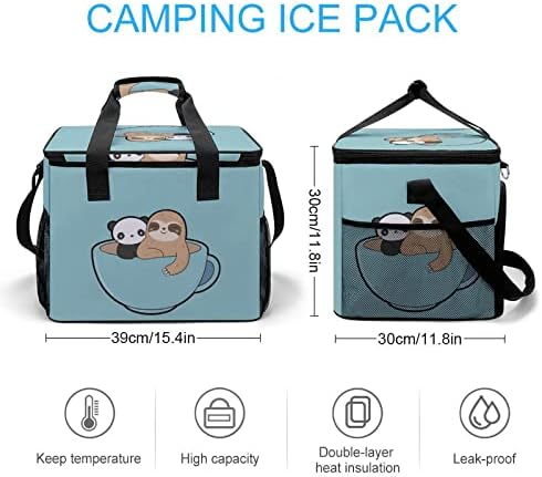 Panda i Sloth Cooler Box izolovana nepropusna torba za hlađenje torba za ručak za piknik na plaži Radna putovanja 15,4 x12