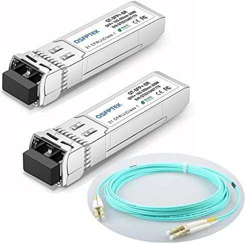 10GBase-SR SFP+ primopredajnik, 10g 850nm MMF, do 300 metara sa Fiber Patch kablom, Gigabitni Optički kablovi LC na LC za Cisco, Ubiquiti,
