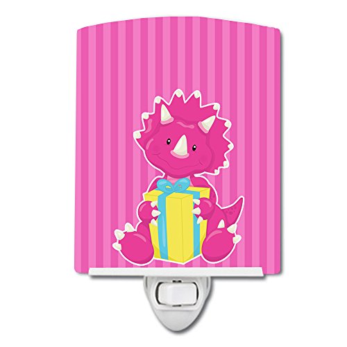 Caroline's Treasures BB8924CNL Dinosaur Pink 2 keramičko noćno svjetlo, kompaktno, ul certificirano, idealno za spavaću sobu, kupatilo,