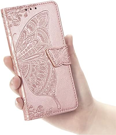 DiGPlus Galaxy A11 torbica za novčanik, [leptir & Flower Embossed] PU kožna torbica za novčanik Flip zaštitni poklopac telefona sa
