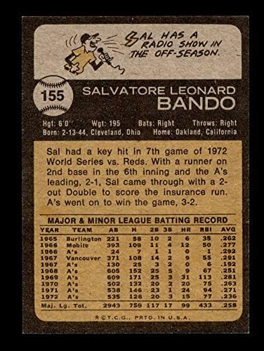 1973 TOPPS 155 Sal Bando Oakland Athletics NM / MT atletika