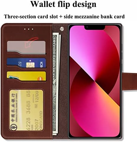 LTLGHY torbica za novčanik za iPhone 13 Mini / 13 / 13 Pro/13 Pro Max, Slotovi za kartice od prave kože na preklopu TPU Shell zaštita