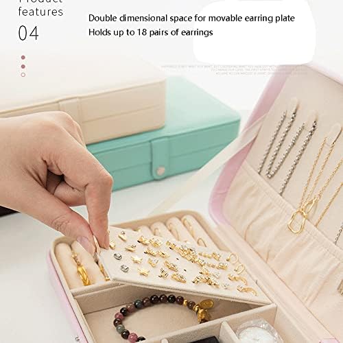Jinzunbao Mala kutija za nakit za žene, PU kožni putnik Organizovanje nakita Organizator, prenosivi nakit Držač za skladištenje za