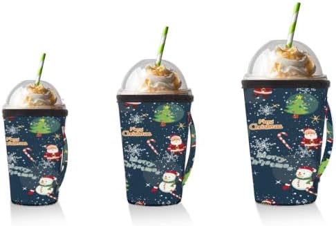 Snowman Xmas Santa Claus Tamno plava za punjenje ledena ručica za kavu sa ručkom neoprenske čaše za sode, latte, čaj, pića, pivo