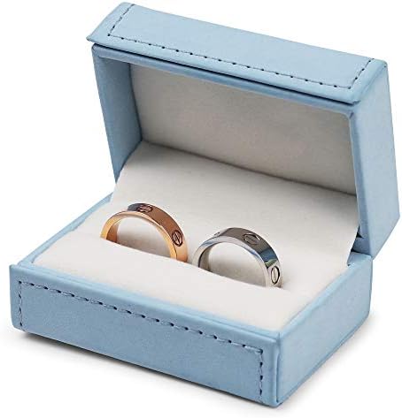 Oirlv plava koža dvostruko prstenje kutija par prstena nosilac slučaj za vjenčanje,prijedlog, angažman.