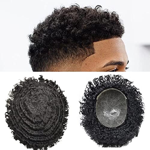 FACE MIRACLE Afro Curl Hair System For Black Men Full PU brazilska zamjena za ljudsku kosu Kinky Wave muške kose Jedinice za muške