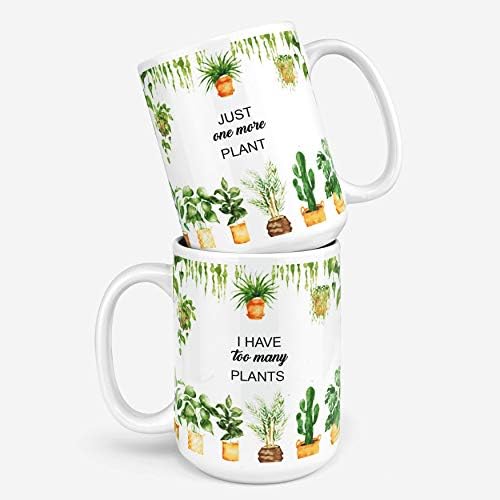 FWU Handmade imam previše biljaka šolja za kafu - Najbolji pokloni za ljubitelja biljaka, biljnu mamu, biljnu damu na Majčin dan, Dan očeva, rođendan , Božić-Bijela keramička šolja za kafu