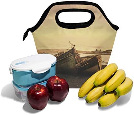 HEOEH Ship Lake večernja torba za ručak hladnjača izolovana kutija za ručak sa patentnim zatvaračem torba za školski ured na otvorenom