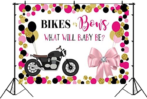 Lofaris bicikli ili lukovi Spol otkriva pozadinu za dječaka ili djevojčicu plave ili ružičaste dekoracije za zabavu za tuširanje novorođenčadi tabela za torte Baner 7x5ft