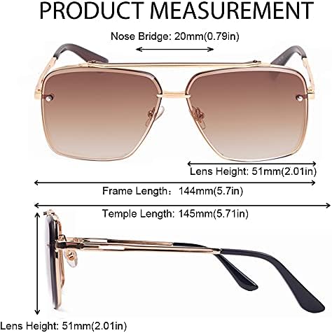 Dollger Square Avijatičarske naočare za sunce za muškarce i žene Moda metalne Vintage gradijentne nijanse naočare za sunce UV400 zaštita
